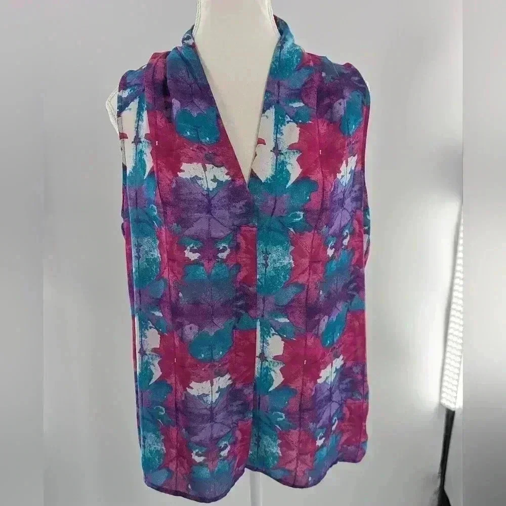 Laundry by Shelli Segal Women's Sleeveless Blouse Multicolor V-neck Size S - Picture 2 of 13